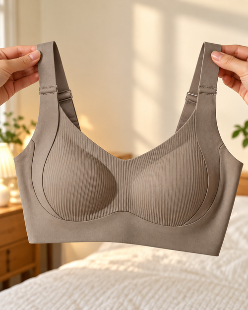 Women’s Ribbed Wire-Free Everyday Bra with Wide Straps