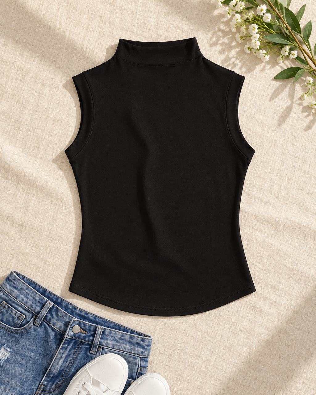Women’s Sleeveless Mock-Neck Top