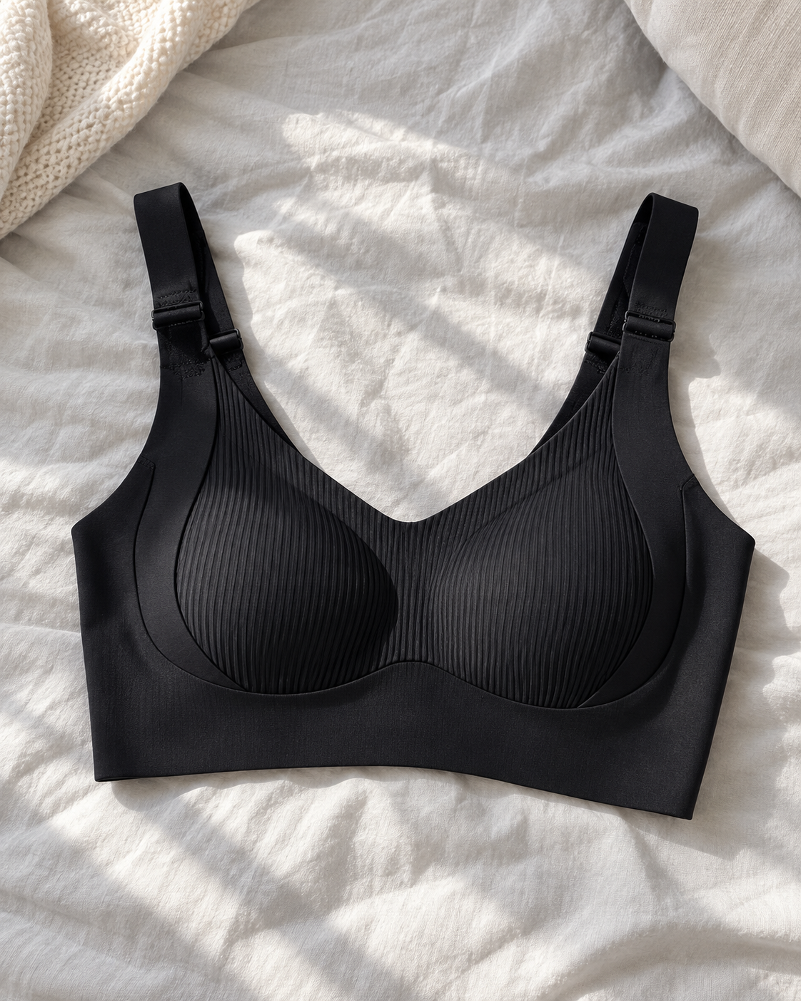 Women’s Ribbed Wire-Free Everyday Bra with Wide Straps
