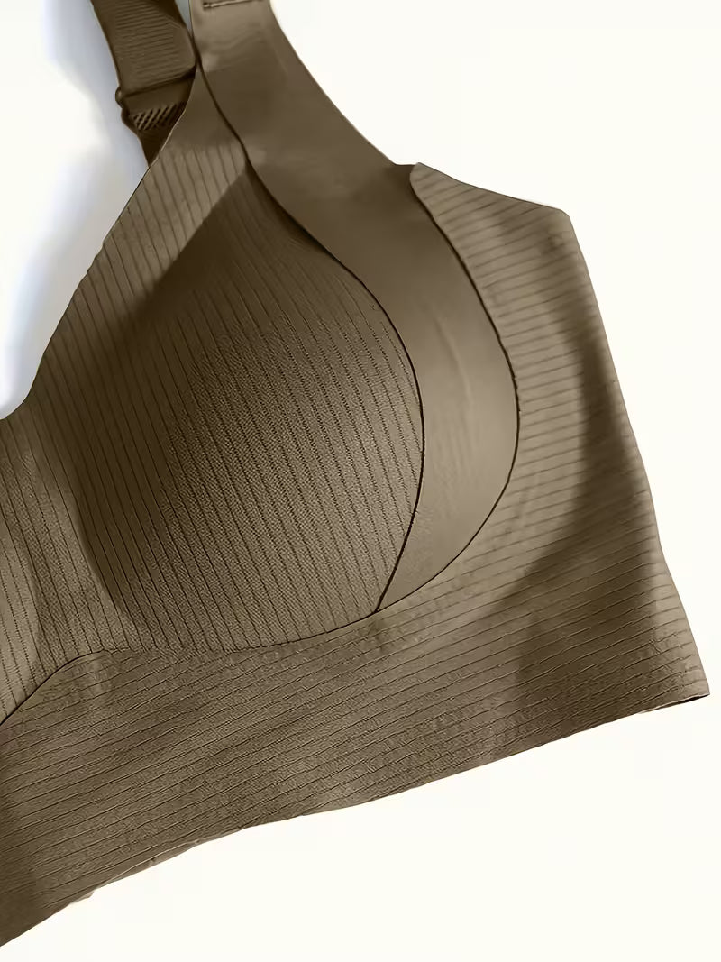 Women’s Ribbed Wire-Free Everyday Bra with Wide Straps