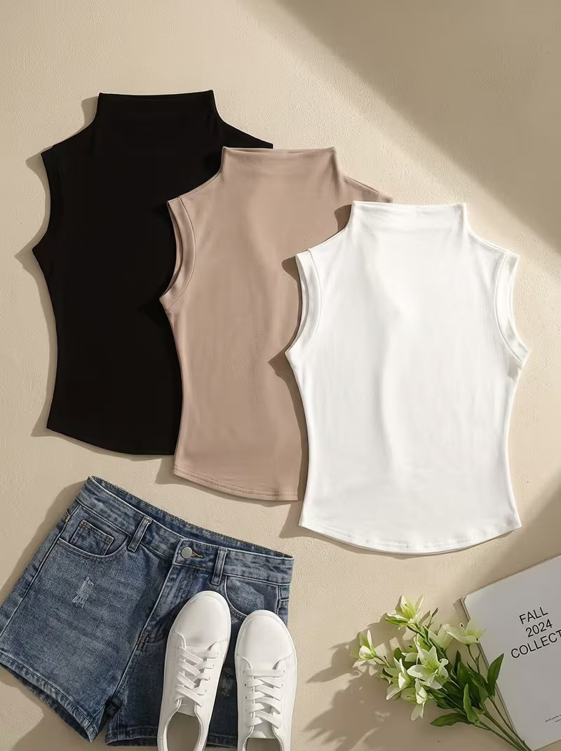 Women’s Sleeveless Mock-Neck Top