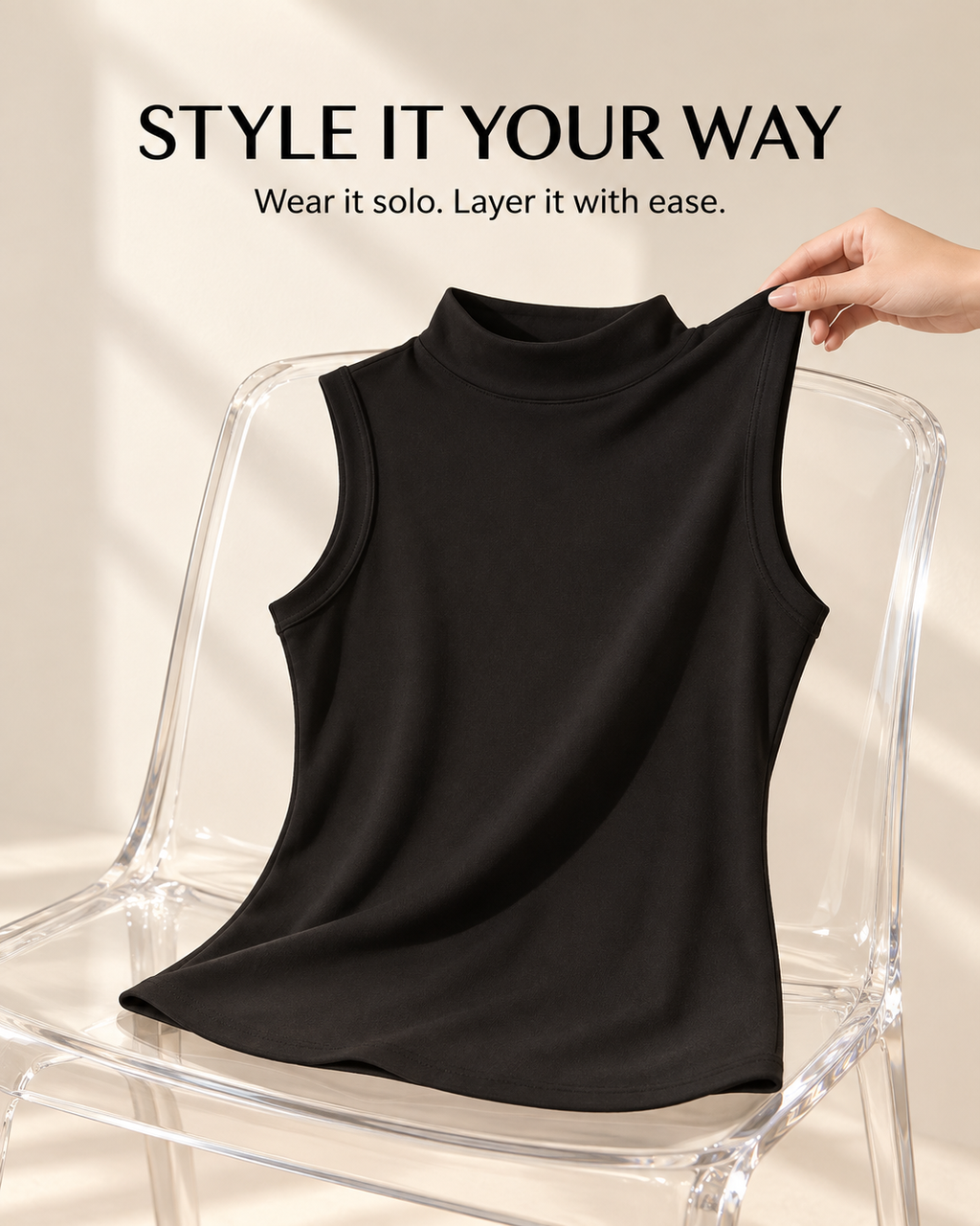 Women’s Sleeveless Mock-Neck Top