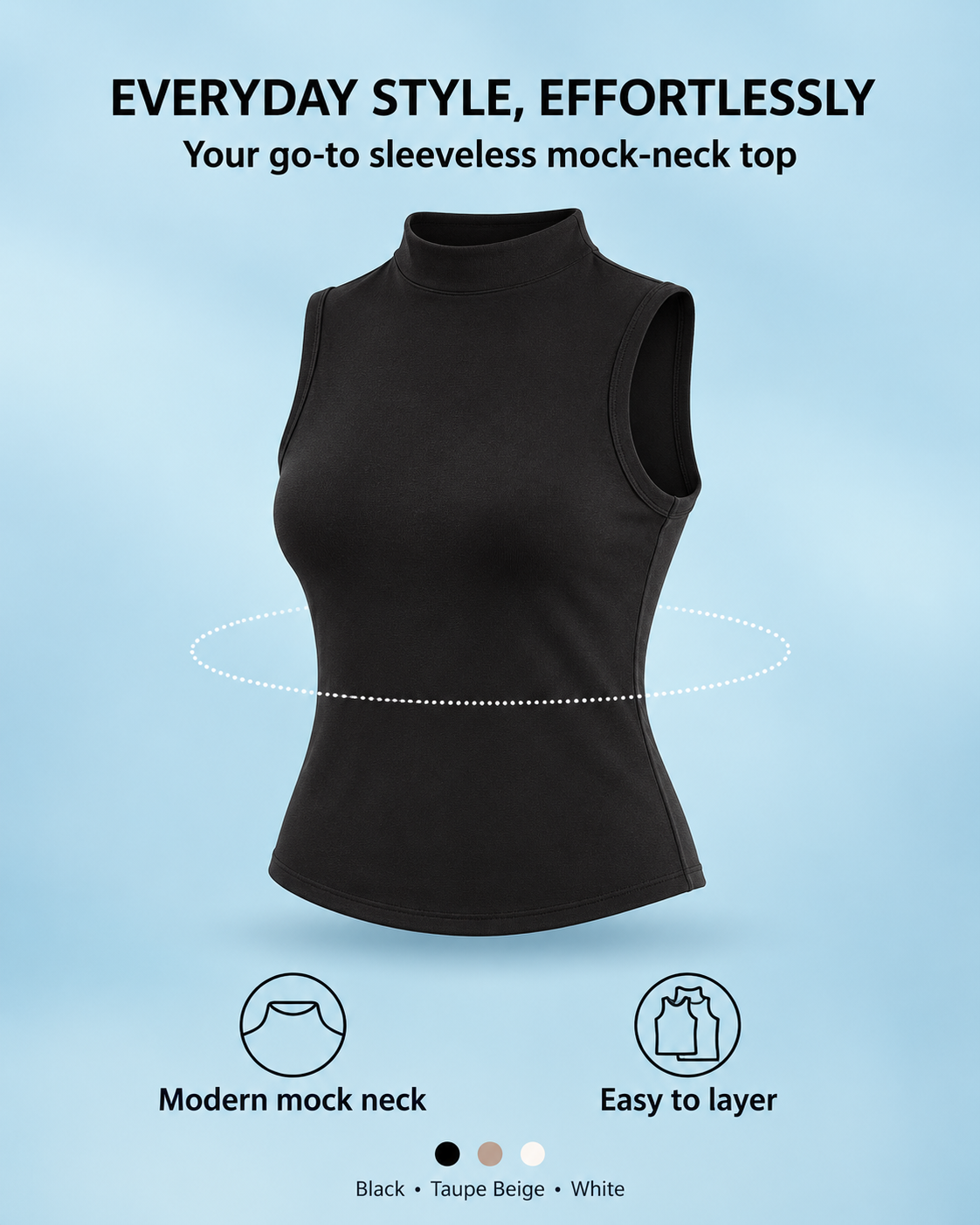 Women’s Sleeveless Mock-Neck Top