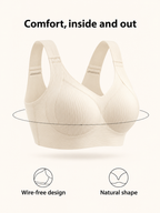 Women’s Ribbed Wire-Free Everyday Bra with Wide Straps
