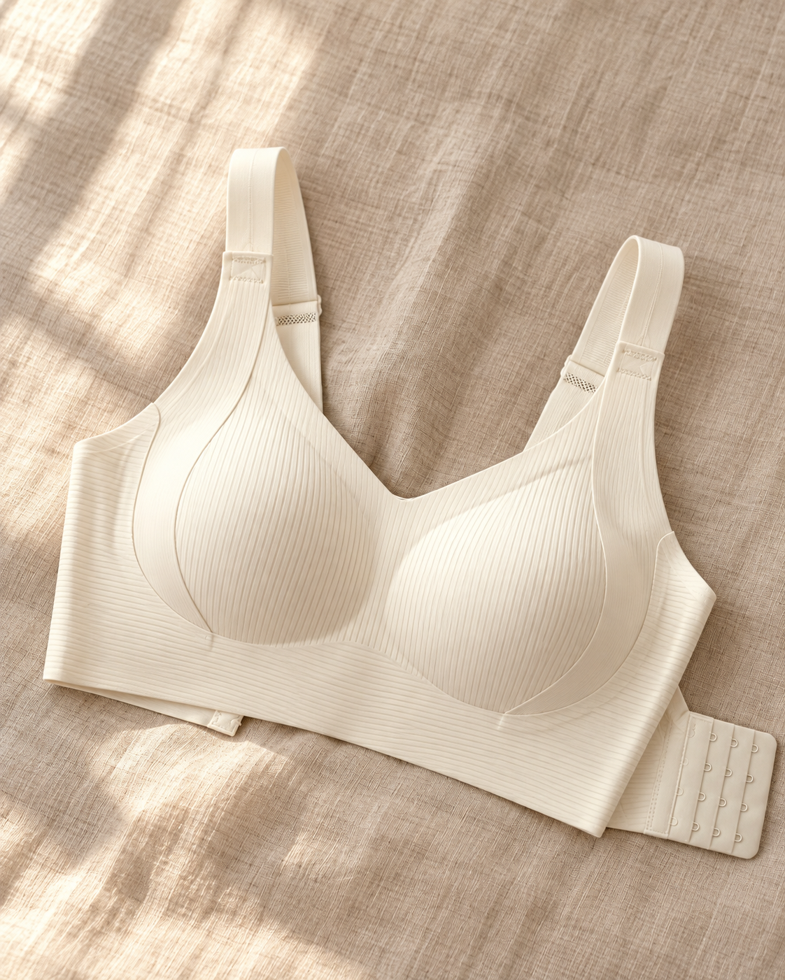 Women’s Ribbed Wire-Free Everyday Bra with Wide Straps