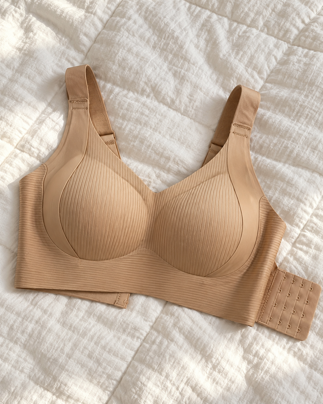 Women’s Ribbed Wire-Free Everyday Bra with Wide Straps