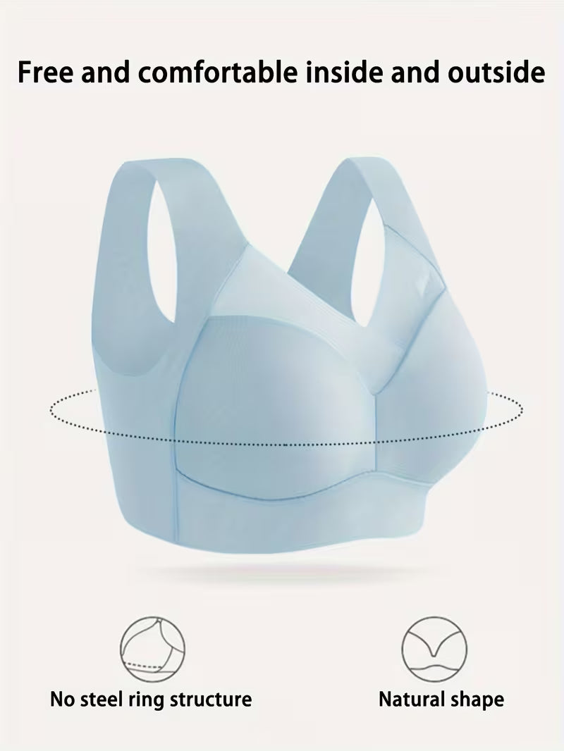 Women’s Wire-Free Crossover Comfort Bra with Breathable Mesh