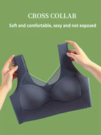 Women’s Wire-Free Crossover Comfort Bra with Breathable Mesh