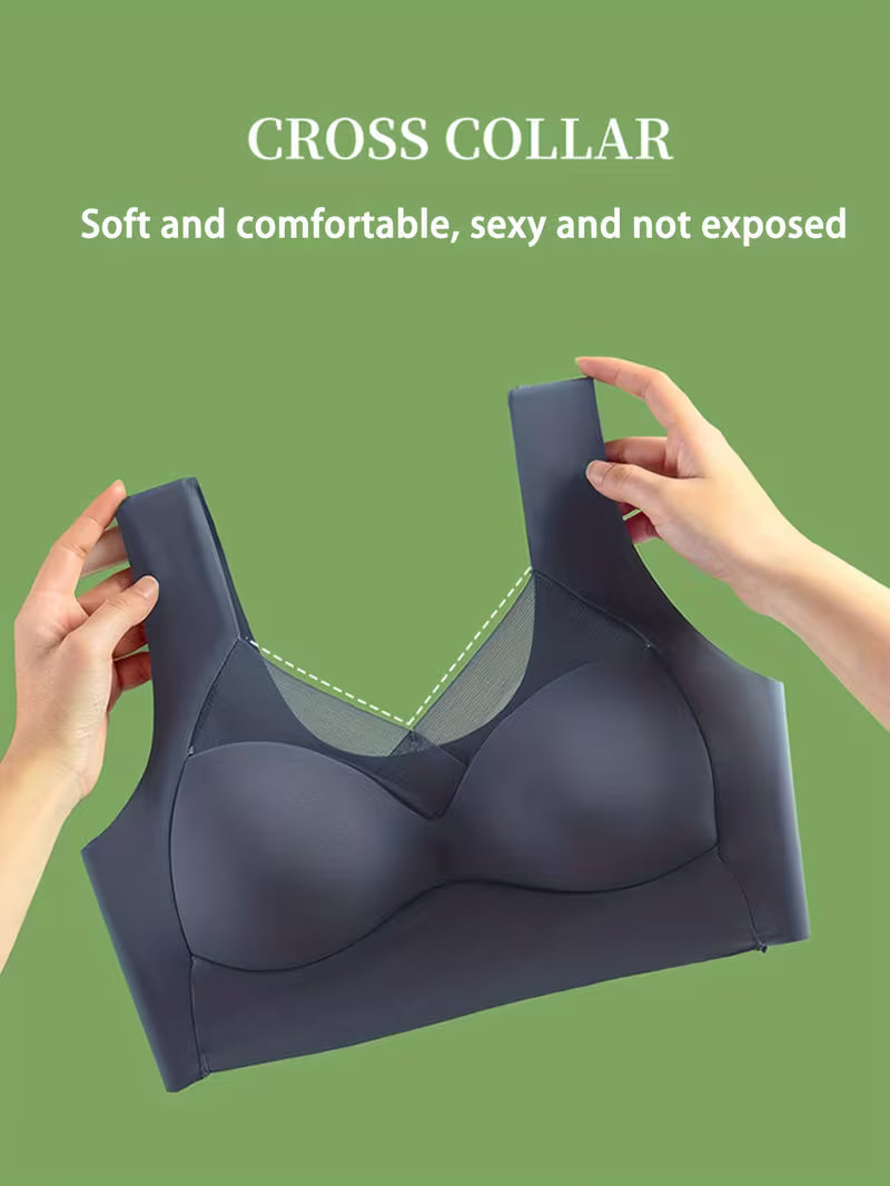 Women’s Wire-Free Crossover Comfort Bra with Breathable Mesh