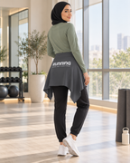 Women’s Sports Waist Wrap – Hip Coverage Layer for Leggings | Black & Charcoal Grey