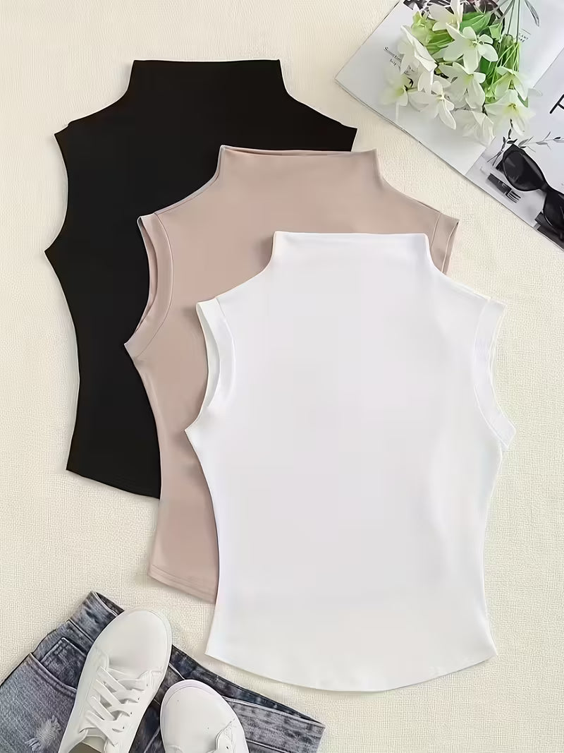 Women’s Sleeveless Mock-Neck Top