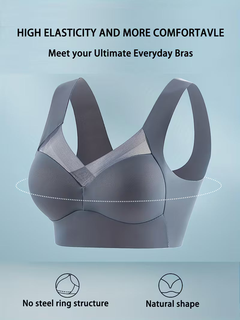 Women’s Wire-Free Crossover Comfort Bra with Breathable Mesh