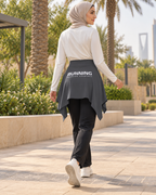 Women’s Sports Waist Wrap – Hip Coverage Layer for Leggings | Black & Charcoal Grey